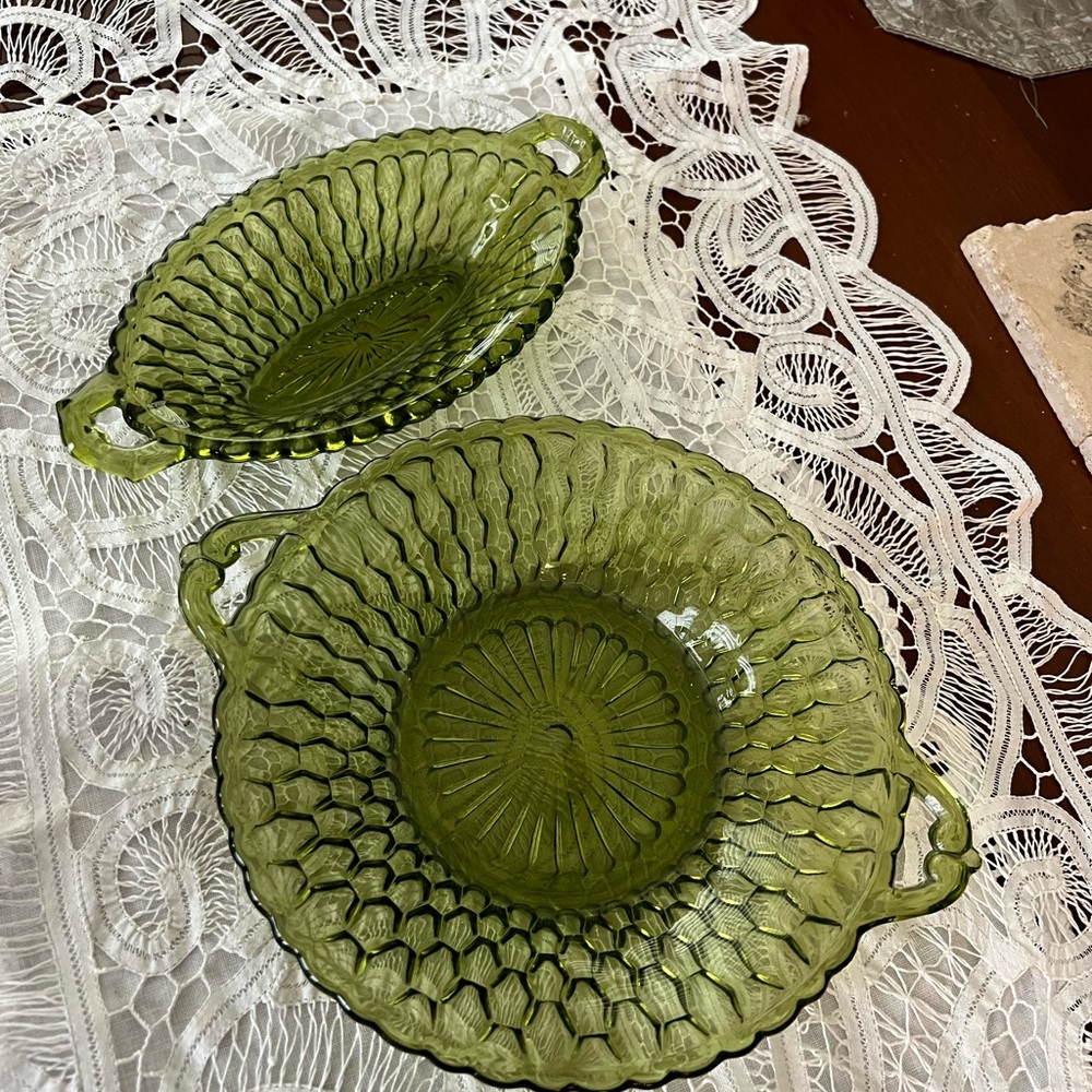 Bauer Green Serveware Collection with Intricate Design